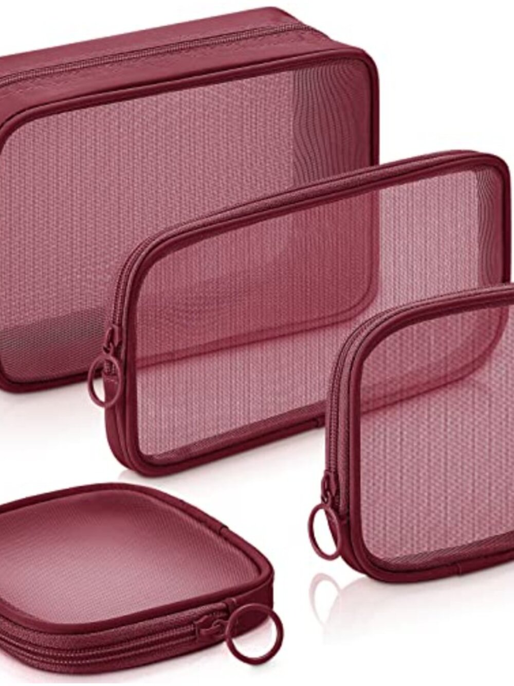 4 Pc Mesh Makeup Bag Set Nylon Cosmetic Travel Toiletry Pouches